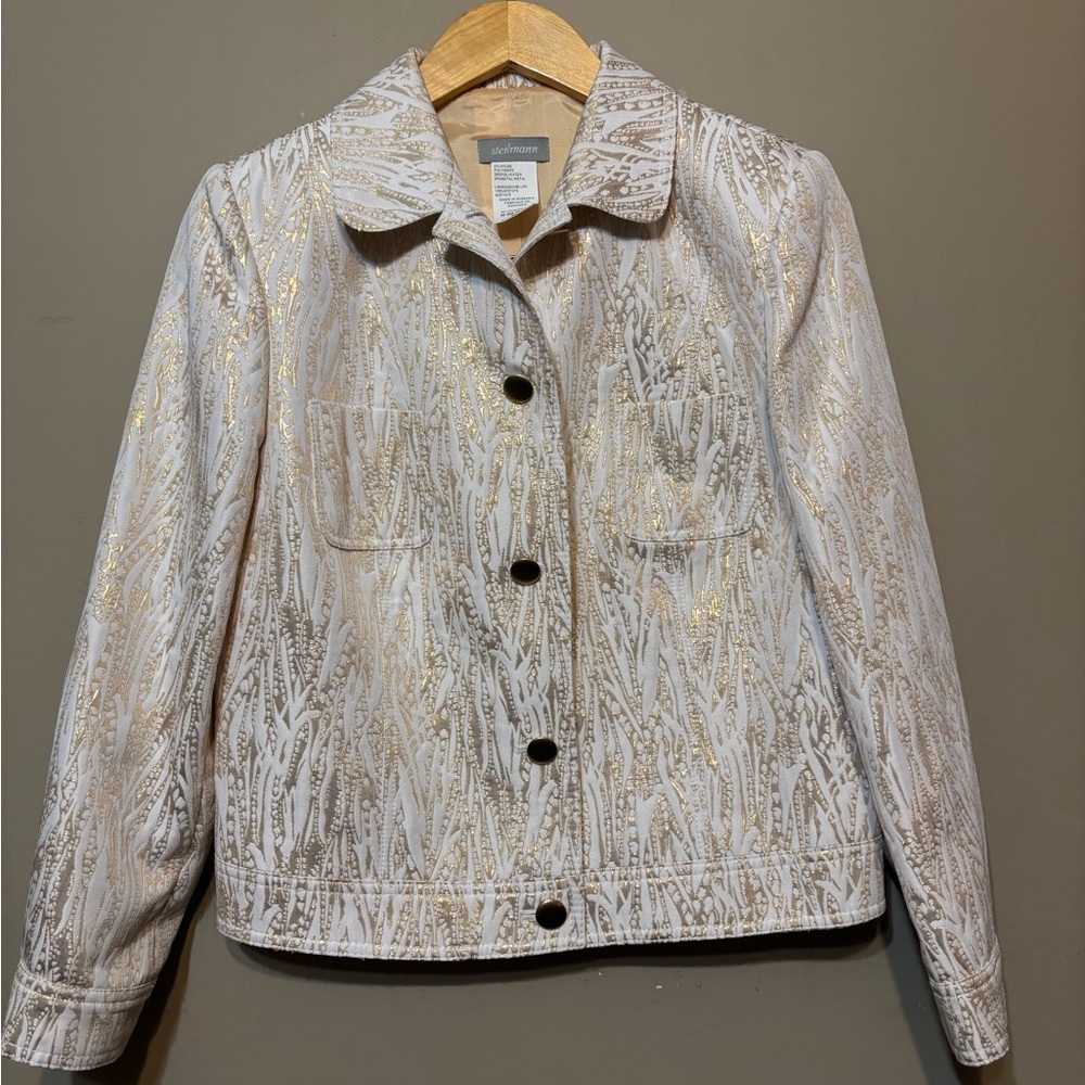 STEILMANN Vintage Gold Metallic Embroidered Elevated Denim Jacket